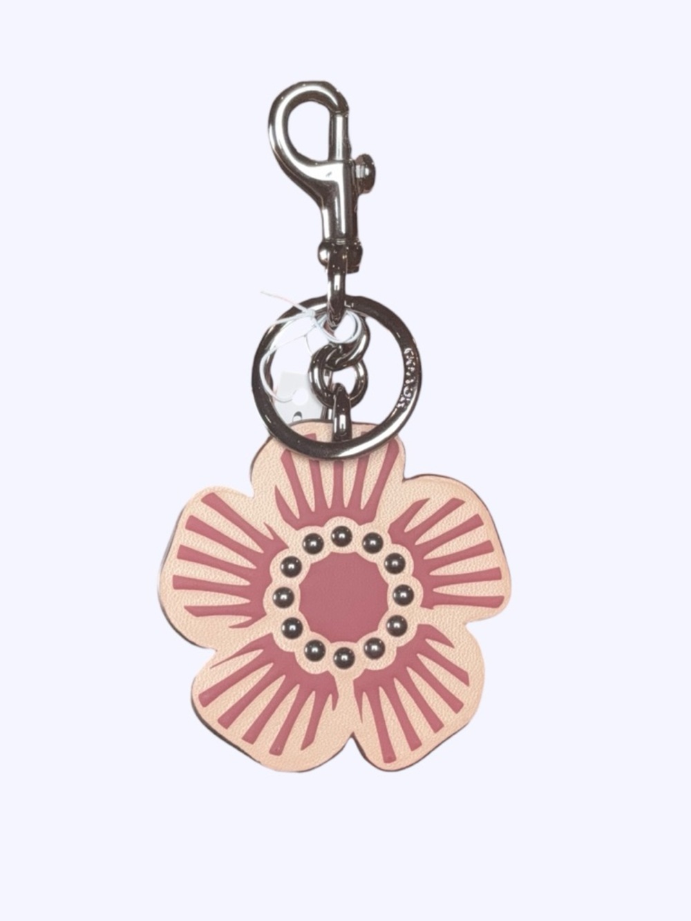 Coach Pink Floral Leather Flower Keychain Charm